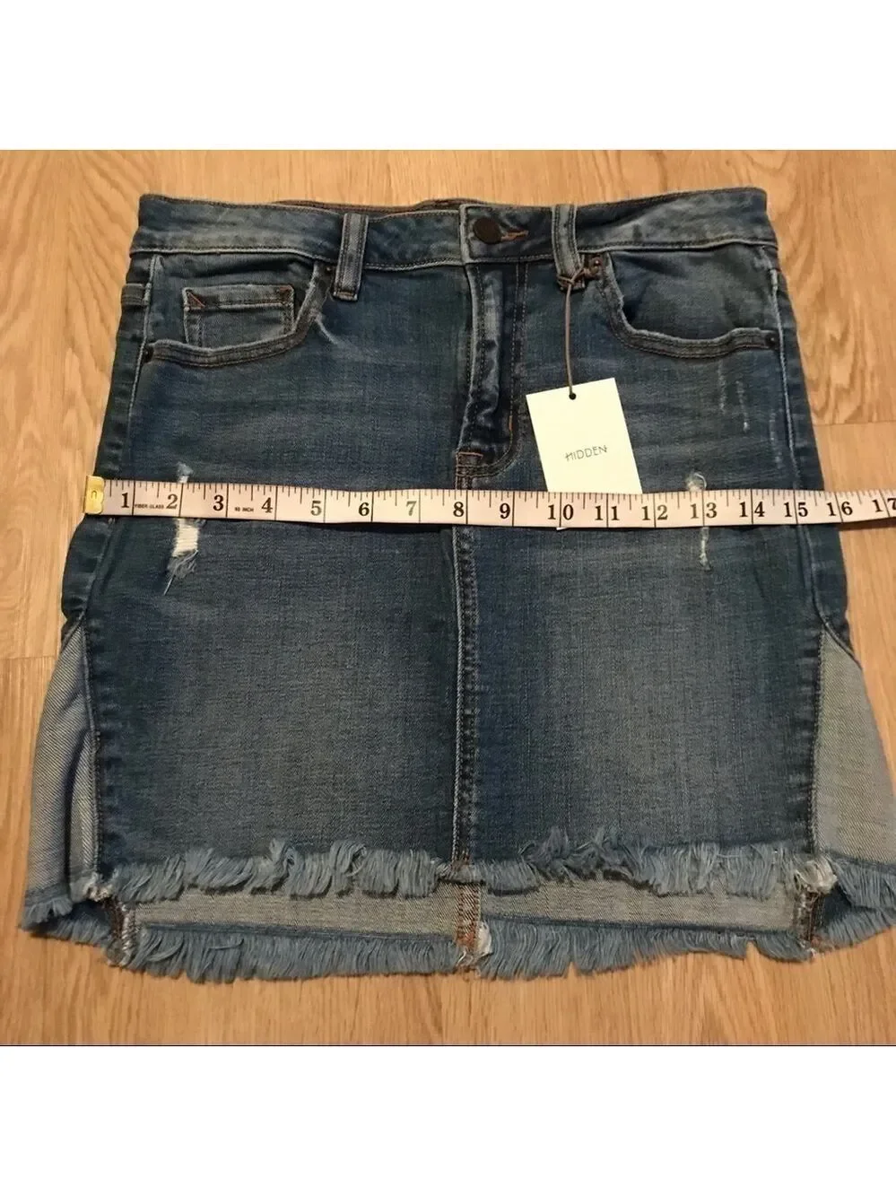 Y2K Casual Cool Girl Hidden Jean Denim Mini Skirt Frayed Hem Trendy Street Style - Picture 7 of 11